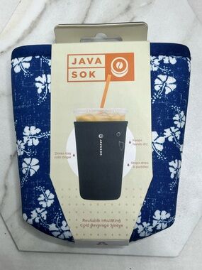 Reusable Insulating Cold Beverage Sleeve - Navy Floral